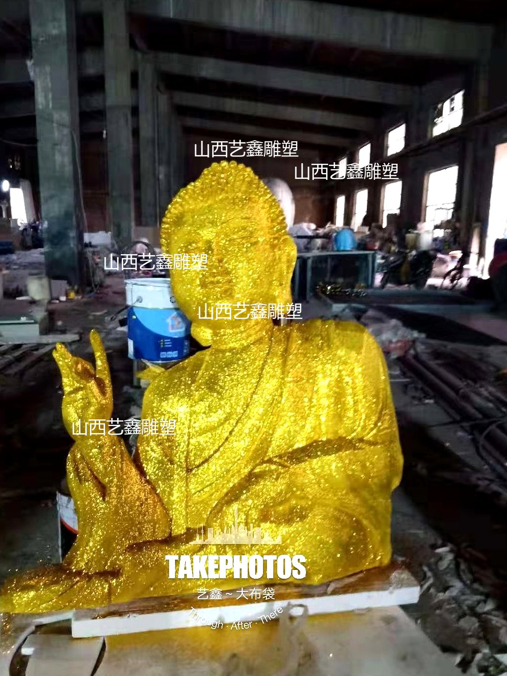 泡沫金佛雕塑 佛像莲花座